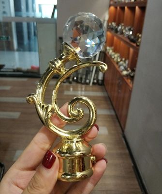 Wholesale crystal gold curtain pole metal finials curtain rod accessories for curtain rods