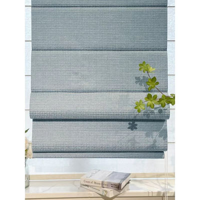 Gray Roman Blind Curtains Electric Motorized Up Down For Living Room Bedroom