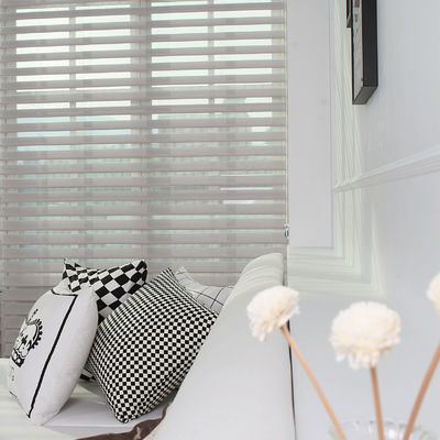 Roller Zebra Blind Curtain White Gray Colored For Living Room