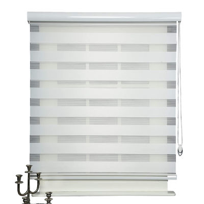Double Pane Sheer Zebra Vision Blinds Polyester Metallic Material For Office