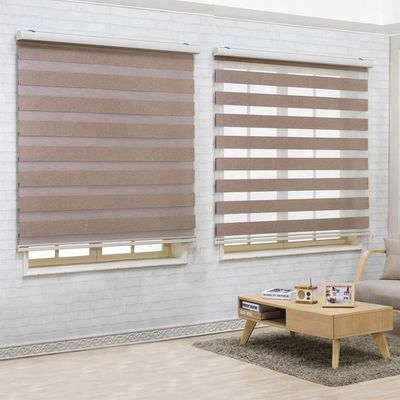 Double Sheer Intelligent Window Blinds Motorized Zebra Style For Office