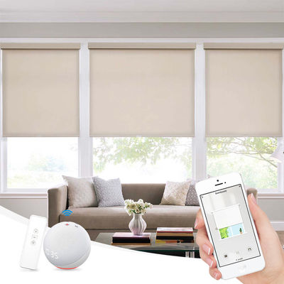 Smart Wifi Remote Control Roller Blinds , Automatic Electric Curtain Blinds For Office