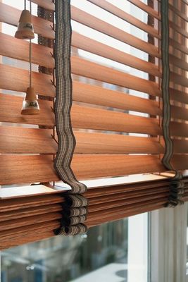 Solid Wood Office Window Drapes , Dust Proof Bamboo Venetian Blinds