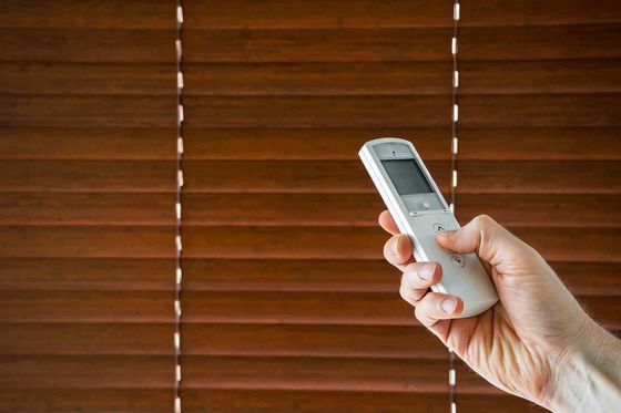 Solid Wood Office Window Drapes , Dust Proof Bamboo Venetian Blinds