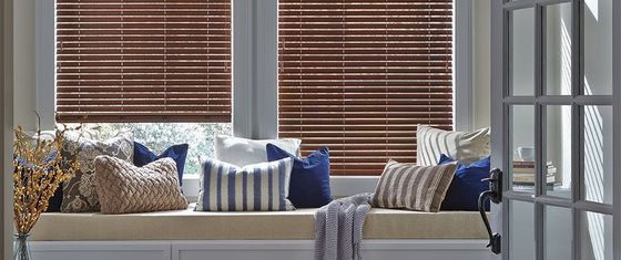 Solid Wood Office Window Drapes , Dust Proof Bamboo Venetian Blinds