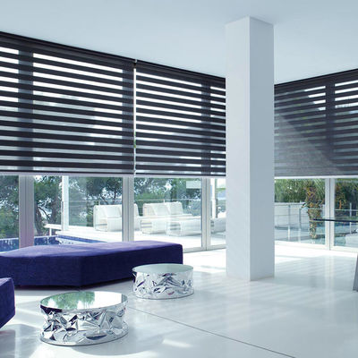 Grey Motorized Roman Blind Curtains PVC Laminated Type For Living Room