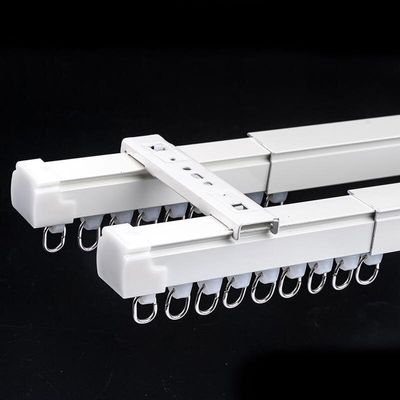 Metal Extendable Curtain Track , Telescopic S Fold Heavy Duty Curtain Rails