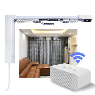 Double Curved Steel Belt Silent Gliss Smart Electric Curtain Rail Tracks For Bay