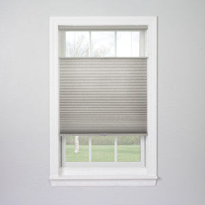 Cordless Double Pleated Honeycomb Window Shade Windproof Polyester Material