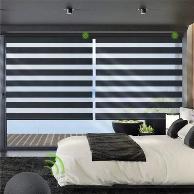 Roller Zebra Blind Curtain White Gray Colored For Living Room