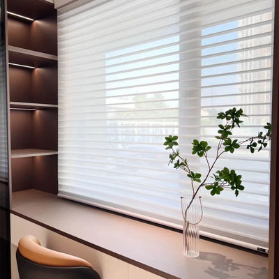 Roller Zebra Blind Curtain White Gray Colored For Living Room