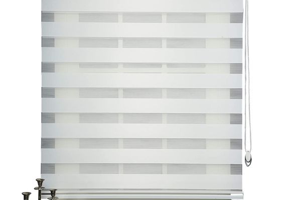 Double Pane Sheer Zebra Vision Blinds Polyester Metallic Material For Office
