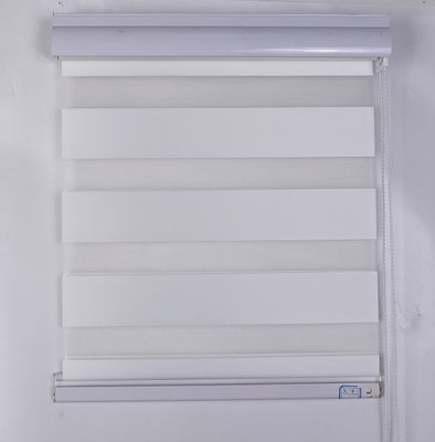 Double Sheer Roller White Zebra Curtains Water Resistant For Living Room