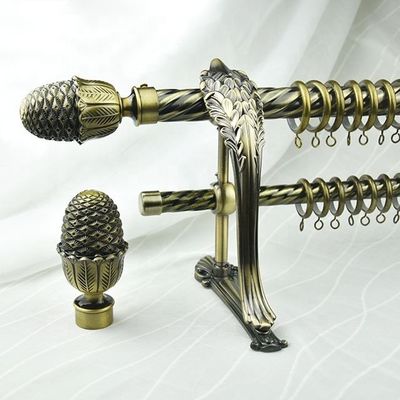 Decor Home Customized Length 28mm Pole Twist Metal Double Curtain Rod And Tracks