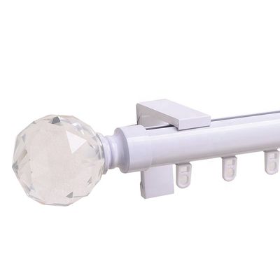 Black White Color Crystal Finials Single Whole Set Aluminum Metal Curtain Poles,Track