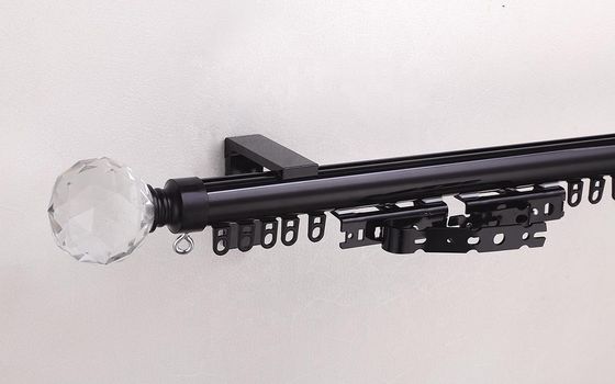 Black White Color Crystal Finials Single Whole Set Aluminum Metal Curtain Poles,Track