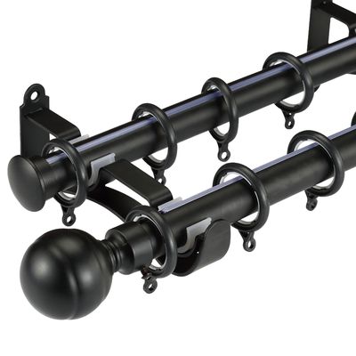 Window Decorative Fitting Stainless Steel Pipe Curtains Metal Double Black Color Curtain Rods