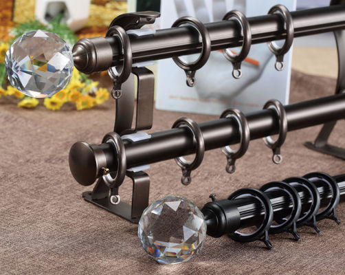 28mm Decorative Aluminum Poles Crystal Finials Curtains Rods Set