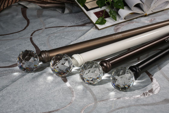 28mm Decorative Aluminum Poles Crystal Finials Curtains Rods Set