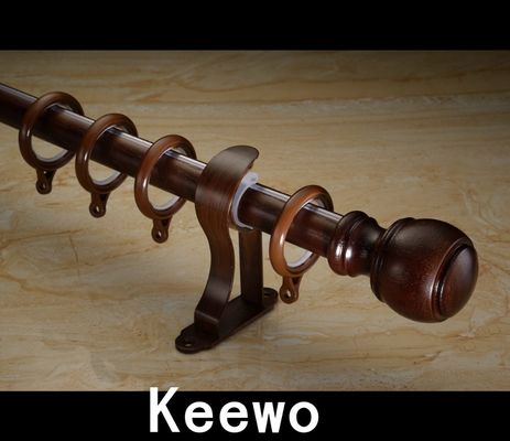 Wood Curtain Rod UK Design Livingroom Window Curtain Pole , Rod Finials, Livingroom Curtain Pole