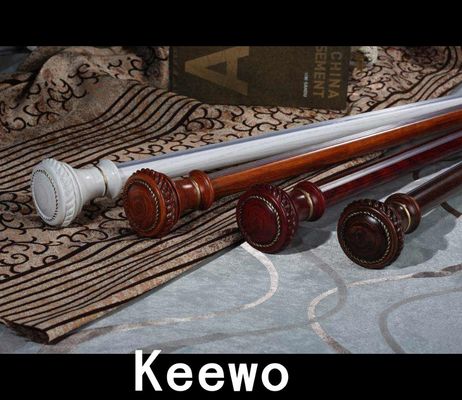 Wood Curtain Rod UK Design Livingroom Window Curtain Pole , Rod Finials, Livingroom Curtain Pole
