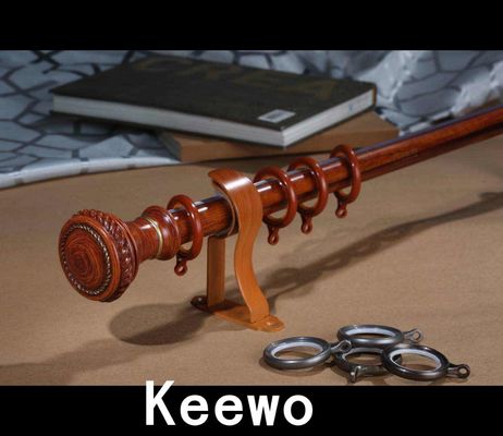 Wood Curtain Rod UK Design Livingroom Window Curtain Pole , Rod Finials, Livingroom Curtain Pole