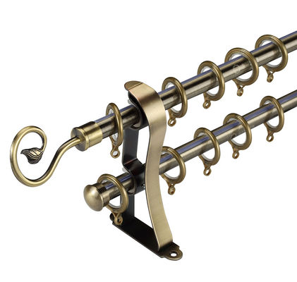 Antique Brass Stainless Steel Extendable Curtain Rods With Curtain Accessories