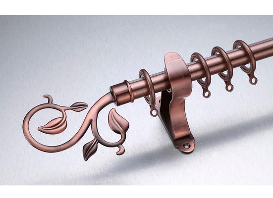 Kenya Length 3m Leaf Antique Brass Finial Long Curtain Rods