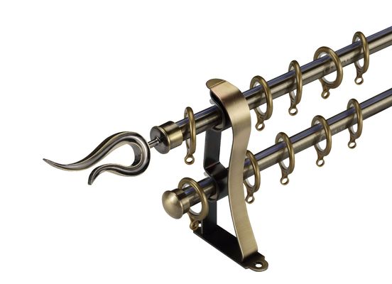 Metal Aluminum Curtain Pipe Rod Anti Rust With Cover Brackets Ring