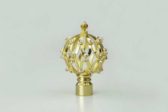 Factory direct wholesale new design golden crystal diamond metal curtain finials curtain rod accessories
