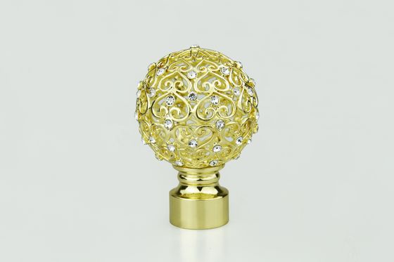 Factory direct wholesale new design golden crystal diamond metal curtain finials curtain rod accessories
