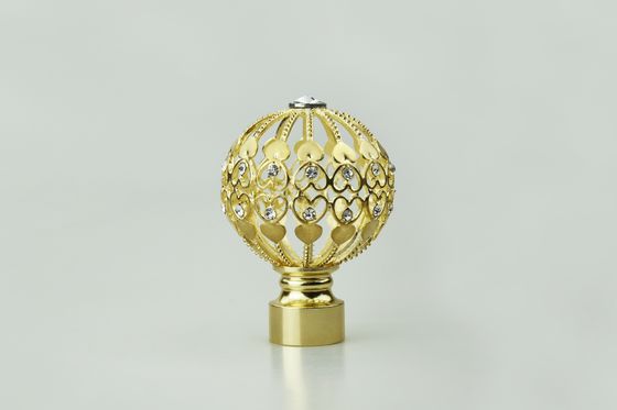 Factory direct wholesale new design golden crystal diamond metal curtain finials curtain rod accessories