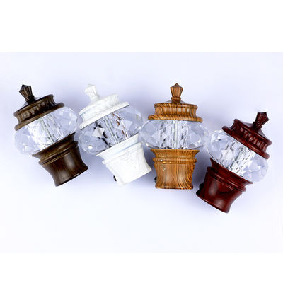 Decorative Glass Curtain Pipe Rod Leaf Finials With 22mm 25mm Size