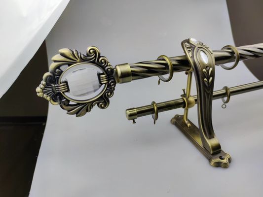 Metal Telescopic Double Rail Curtain Pole Adjustable Sliver 25Mm 28Mm With Brackets