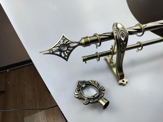 Metal Telescopic Double Rail Curtain Pole Adjustable Sliver 25Mm 28Mm With Brackets
