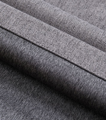 Velvet Linen Light Grey Blackout Curtain Double Layer Simple Ring Style