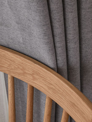 Velvet Linen Light Grey Blackout Curtain Double Layer Simple Ring Style