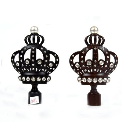 28mm Black Crown Decorative Curtain Finials With Electroplated
