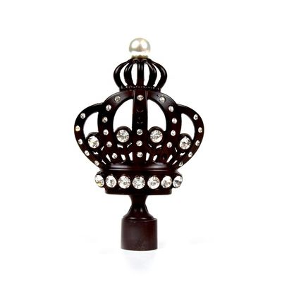 28mm Black Crown Decorative Curtain Finials With Electroplated