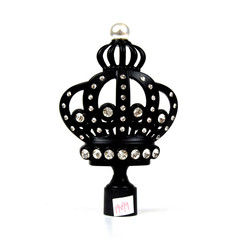 28mm Black Crown Decorative Curtain Finials With Electroplated
