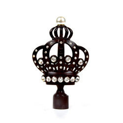 28mm Black Crown Decorative Curtain Finials With Electroplated