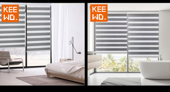 Fabric Manual Zebra Blind Curtain Half Blackout Waterproof For Home Hotel