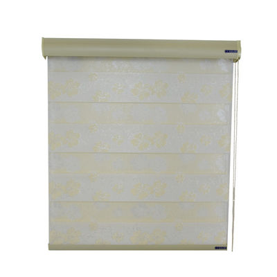 Double Blackout Roller Zebra Blind Curtain Horizontal Style Polyester Yarn Material
