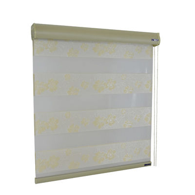 Double Blackout Roller Zebra Blind Curtain Horizontal Style Polyester Yarn Material