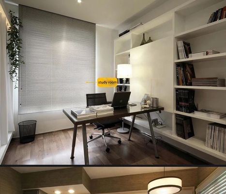 Flat Plate Office Window Drapes , Manual Control Aluminum Venetian Blind