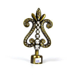 Factory directly wholesale 28mm golden color metal crystal curtain finials curtain rod accessories