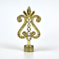 Factory directly wholesale 28mm golden color metal crystal curtain finials curtain rod accessories