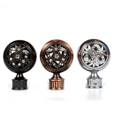 factory directly wholesale sliver bronze color 28mm metal diamond crystal curtain finials in curtain rod accessories