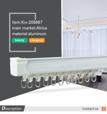 wholesale curtain rod price 6m length white aluminum metal curtain rods and rails from foshan factory