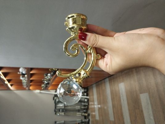 Wholesale crystal gold curtain pole metal finials curtain rod accessories for curtain rods